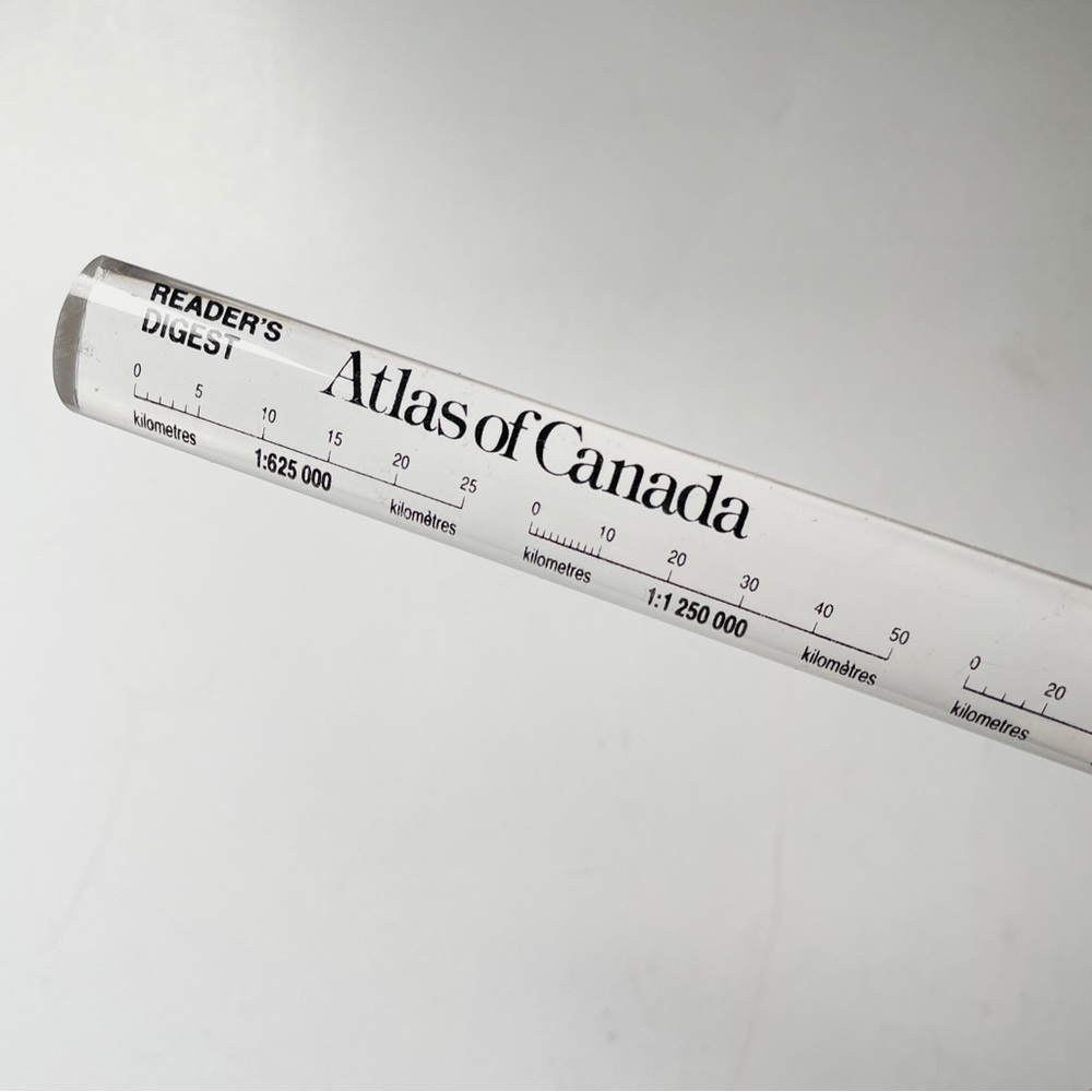 VINTAGE Magnifying Ruler Reader's Digest Atlas of Canada Map Scale Magnifier